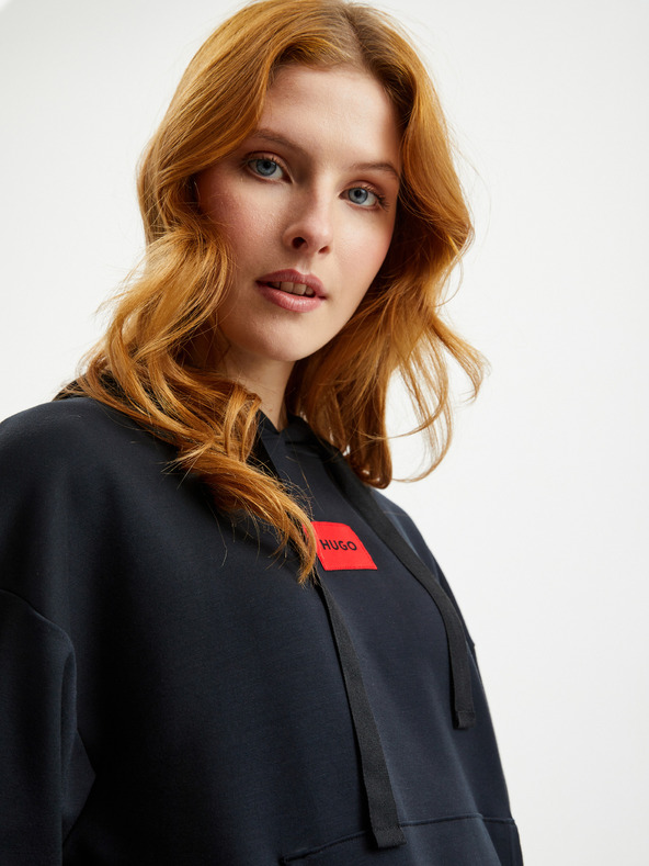 HUGO HUGO čierna dámska mikina s kapucňou
