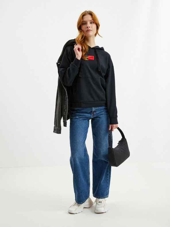 HUGO HUGO čierna dámska mikina s kapucňou