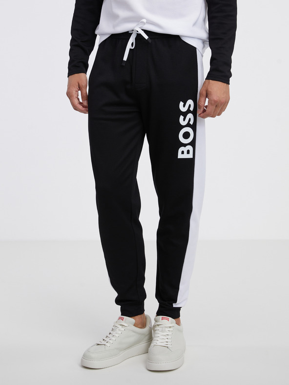 BOSS Bielo-čierne pánske tepláky Hugo Boss