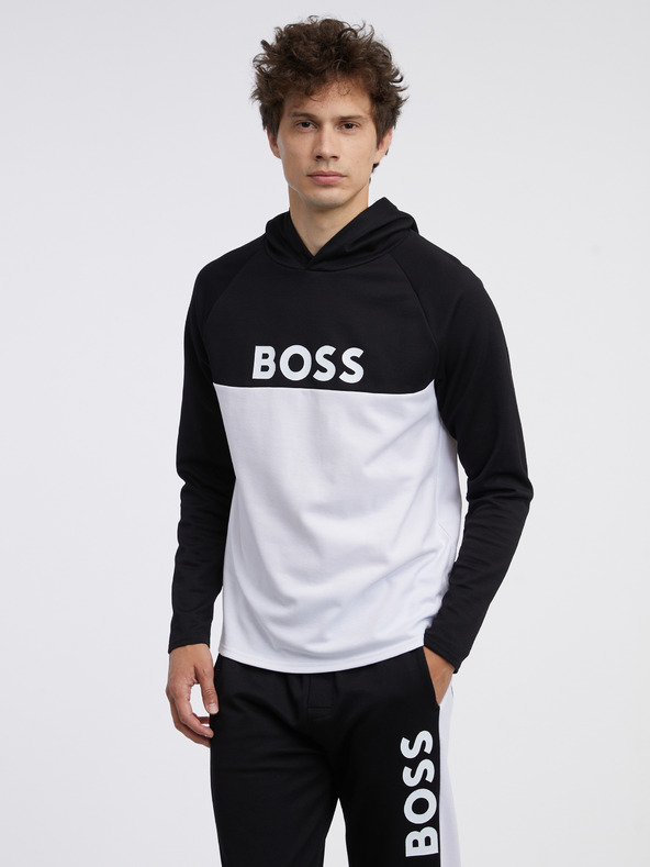 BOSS Biela a čierna pánska mikina Hugo Boss