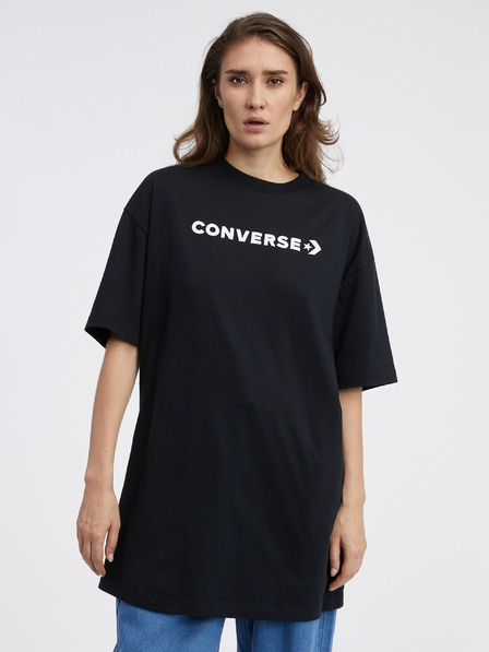 Converse Čierne dámske tričko Converse nadmernej veľkosti