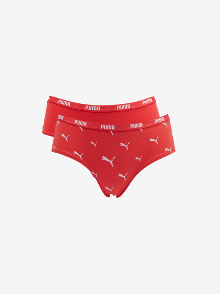 Puma Súprava dvoch dámskych červených nohavíc Puma Cat Logo