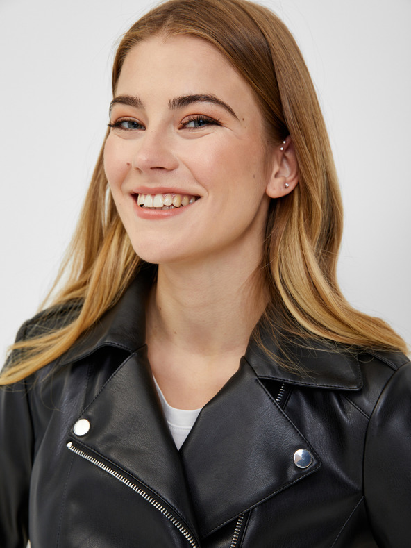 Orsay Čierna dámska kožená bunda ORSAY