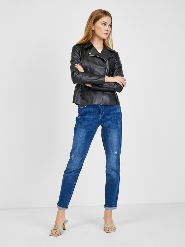Orsay Čierna dámska kožená bunda ORSAY
