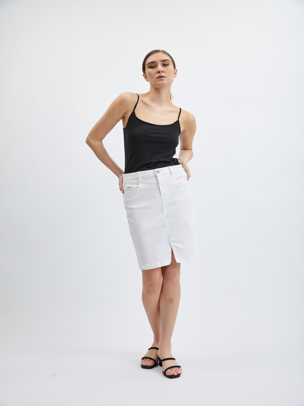 Orsay Biela dámska džínsová sukňa ORSAY