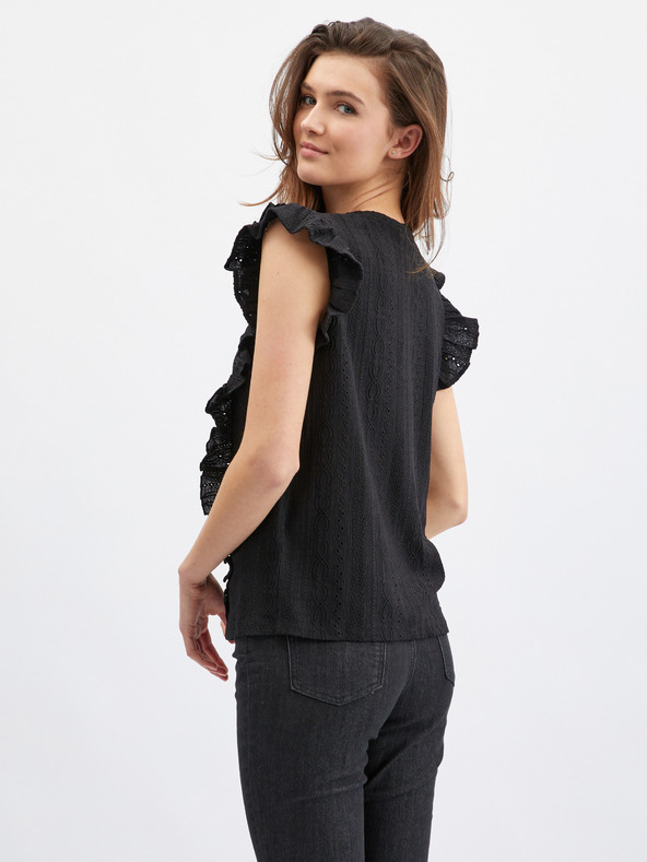 Orsay Čierna dámska košeľa s volánom ORSAY