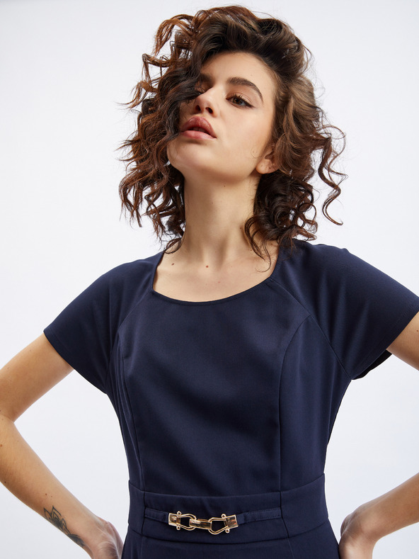 Orsay Tmavomodré dámske šaty s opaskom ORSAY