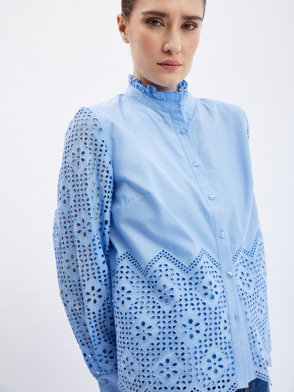 Orsay Svetlomodrá dámska blúzka s ozdobnými detailmi ORSAY