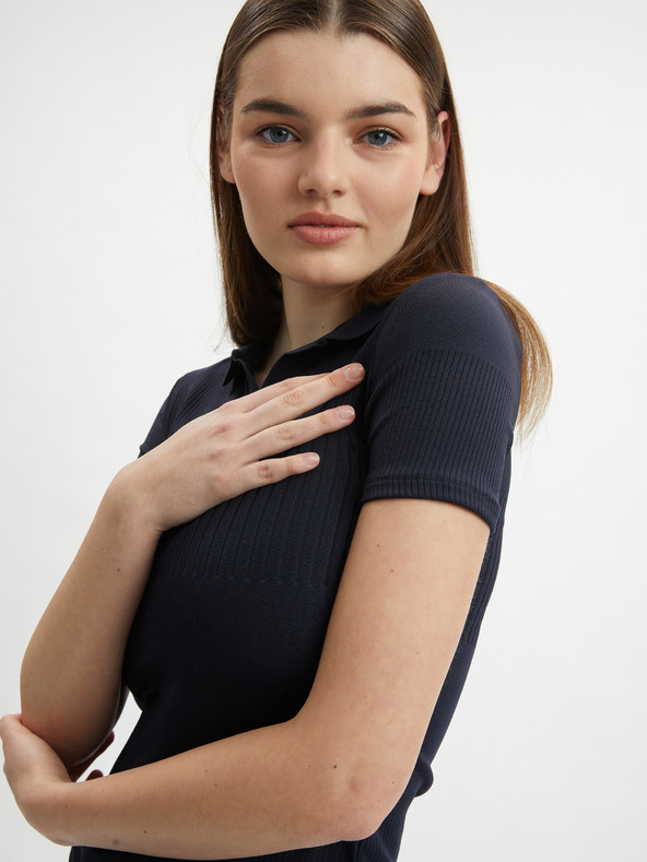 Orsay Tmavomodré dámske pletené polo tričko ORSAY