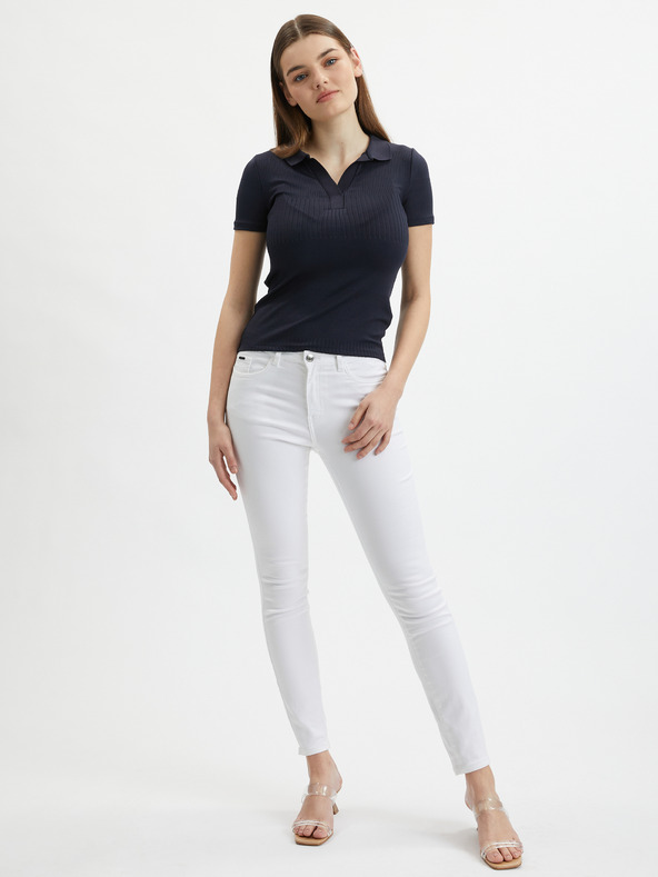 Orsay Tmavomodré dámske pletené polo tričko ORSAY