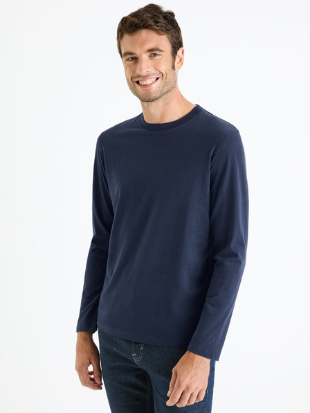 Celio Tmavomodré pánske tričko Celio Cesolaceml