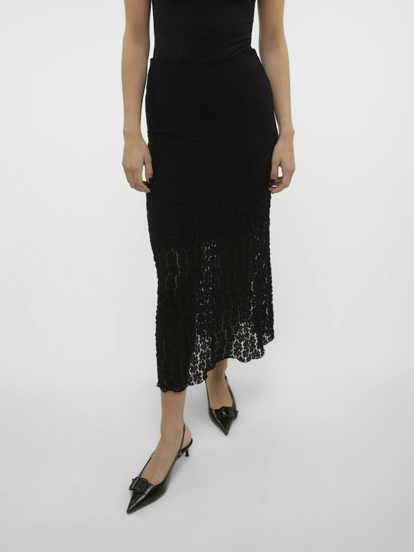 AWARE by VERO MODA Čierna dámska čipkovaná maxi sukňa AWARE by VERO MODA Vania