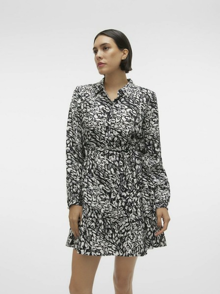 Vero Moda Bielo-čierne dámske vzorované košeľové šaty Vero Moda Debby