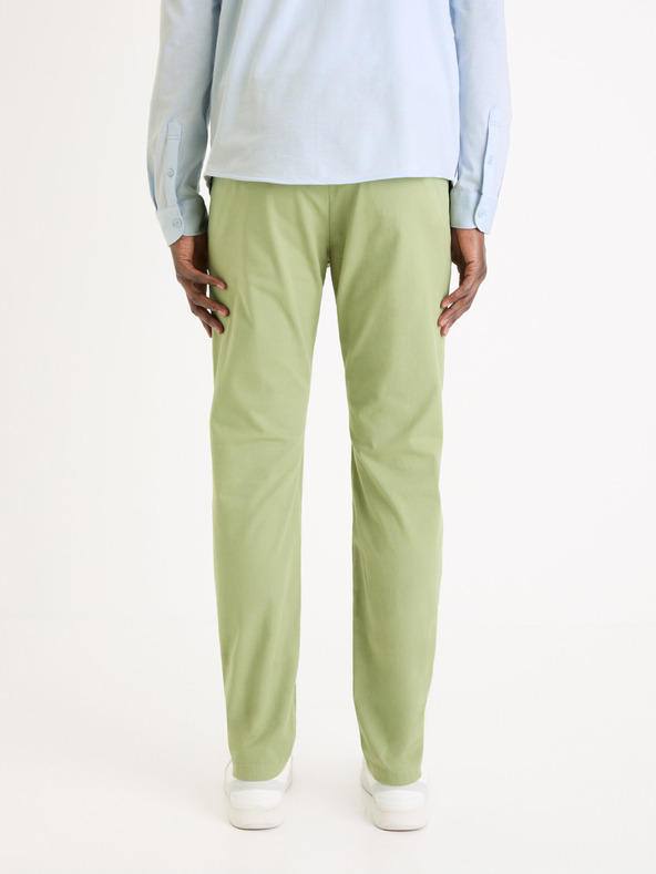 Celio Svetlozelené pánske chino nohavice Celio Tocharles