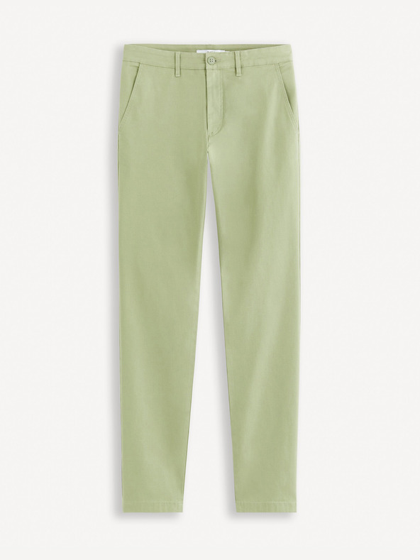Celio Svetlozelené pánske chino nohavice Celio Tocharles