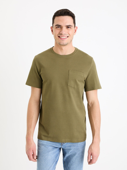 Celio Khaki pánske základné tričko Celio Gepik