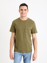 Celio Khaki pánske základné tričko Celio Gepik