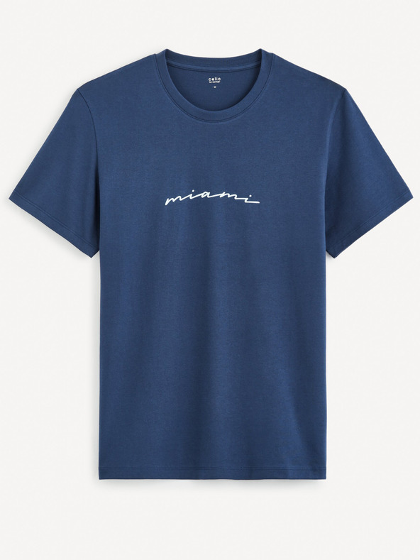 Celio Tmavomodré pánske tričko Celio Gexhand