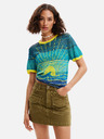 Desigual Žlto-modré dámske pletené tričko Desigual Sun