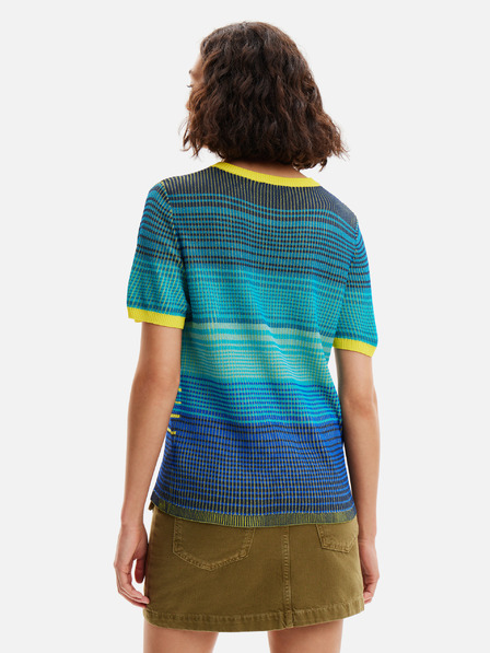 Desigual Žlto-modré dámske pletené tričko Desigual Sun