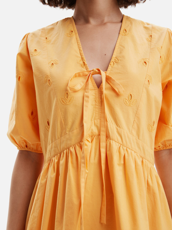 Desigual Oranžové dámske mini šaty Desigual Lombard