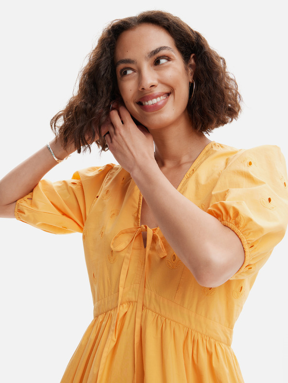 Desigual Oranžové dámske mini šaty Desigual Lombard