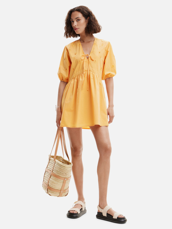 Desigual Oranžové dámske mini šaty Desigual Lombard