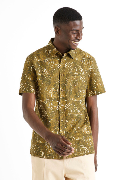 Celio Khaki pánska vzorovaná košeľa Celio Daprinti