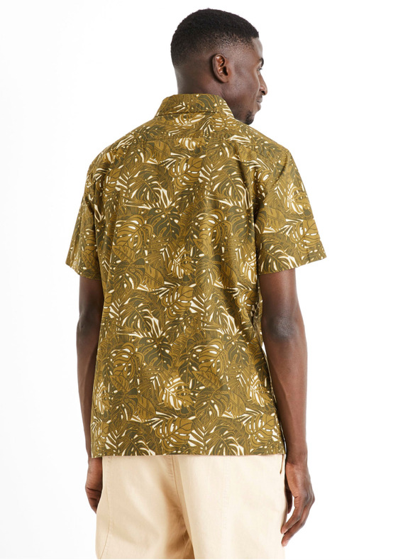Celio Khaki pánska vzorovaná košeľa Celio Daprinti