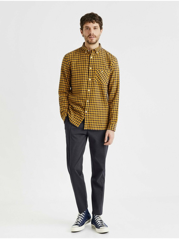 Celio Tmavomodré pánske skrátené nohavice Celio Cobozal