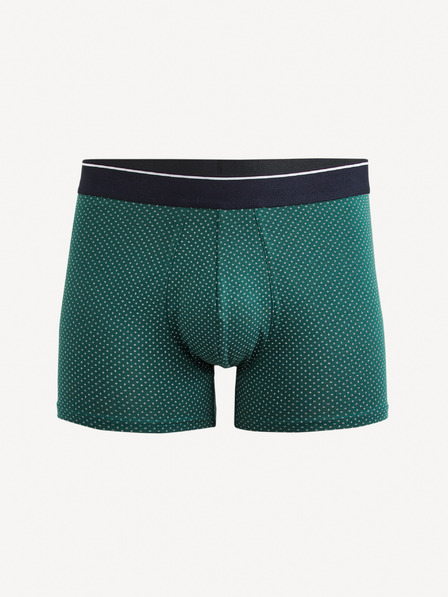 Celio Tmavozelené pánske vzorované boxerky Celio Mitch