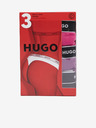HUGO Súprava troch dámskych táng v čiernej, fialovej a tmavoružovej farbe HUGO