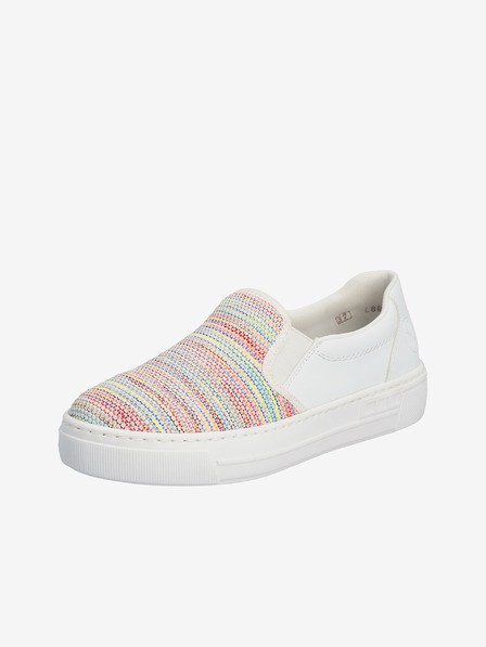 Rieker Biele dámske slip on tenisky Rieker