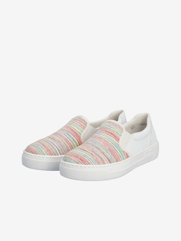 Rieker Biele dámske slip on tenisky Rieker