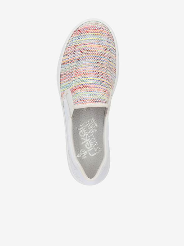 Rieker Biele dámske slip on tenisky Rieker