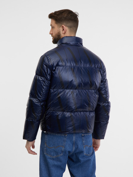 Armani Exchange Tmavomodrá pánska vzorovaná prešívaná bunda Armani Exchange Giacca