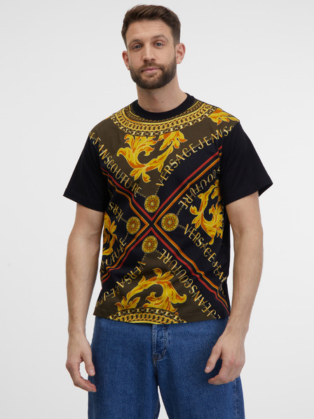 Versace Jeans Couture Čierne pánske vzorované tričko Versace Jeans Couture