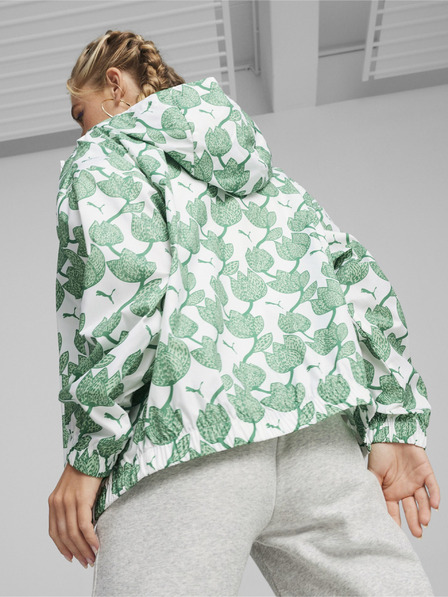 Puma Bielo-zelená dámska ľahká vzorovaná bunda Puma Blossom AOP Windbreaker