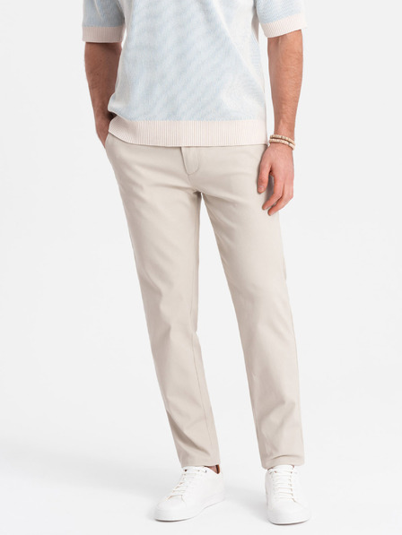 Ombre Clothing Krémové pánske slim fit chino nohavice Ombre Clothing