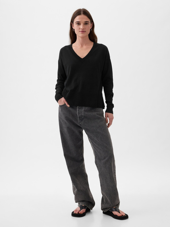 GAP Ľanový sveter s rázporkami GAP