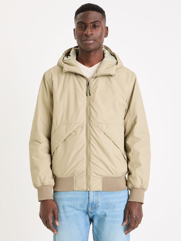 Celio Béžová pánska bunda Celio Guhoodie