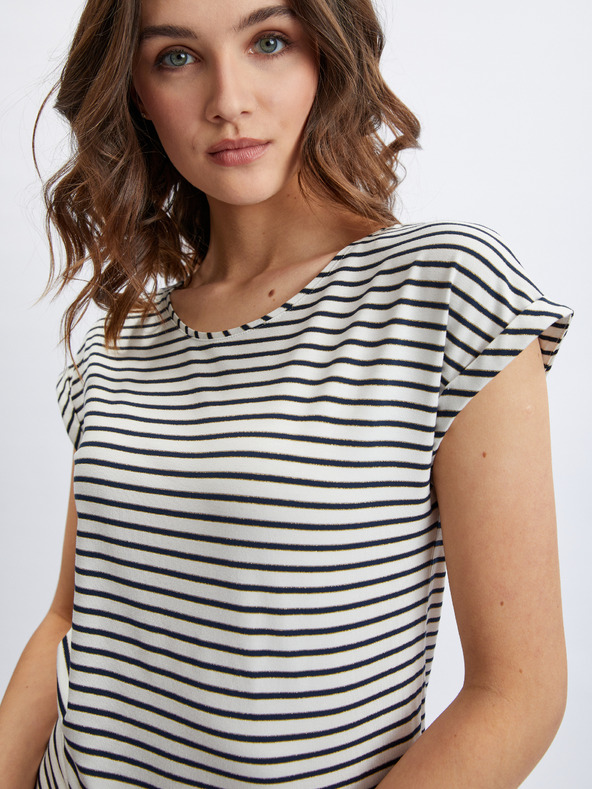 Orsay Krémovo-modré dámske pruhované tričko ORSAY