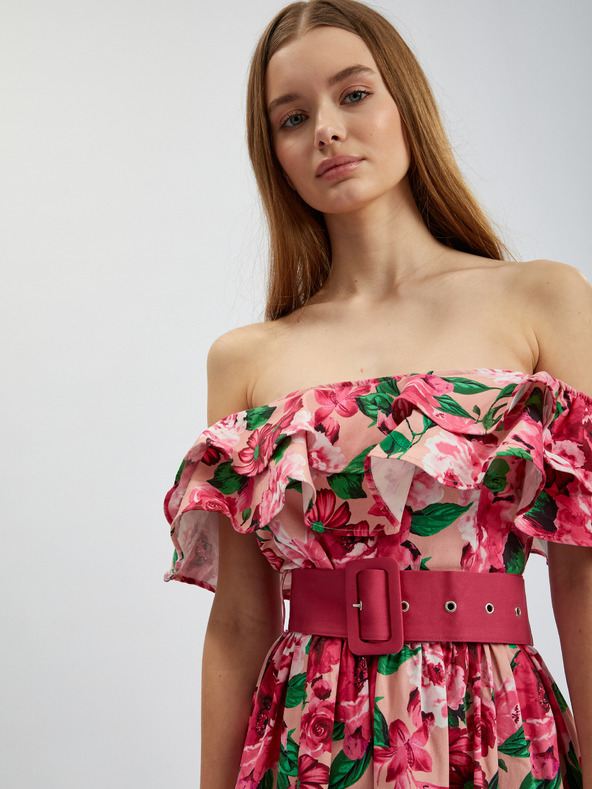 Orsay Tmavoružové dámske kvetované šaty ORSAY