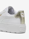 Puma Biele dámske kožené tenisky na platforme Puma Metallic Shine