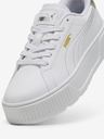Puma Biele dámske kožené tenisky na platforme Puma Metallic Shine