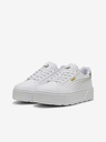 Puma Biele dámske kožené tenisky na platforme Puma Metallic Shine