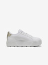 Puma Biele dámske kožené tenisky na platforme Puma Metallic Shine