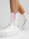 Puma Biele dámske kožené tenisky na platforme Puma Metallic Shine