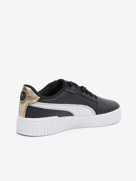 Puma Čierne dámske kožené tenisky Puma Carina 2.0 Metallic Shine