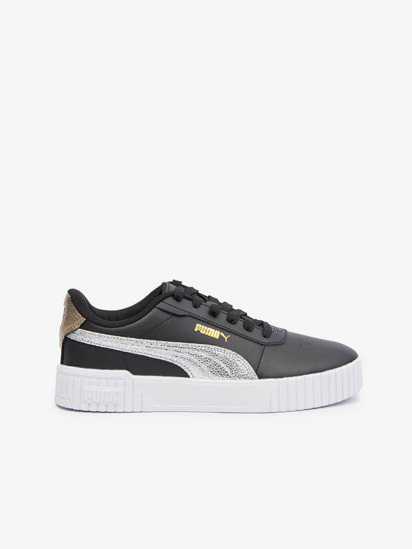 Puma Čierne dámske kožené tenisky Puma Carina 2.0 Metallic Shine